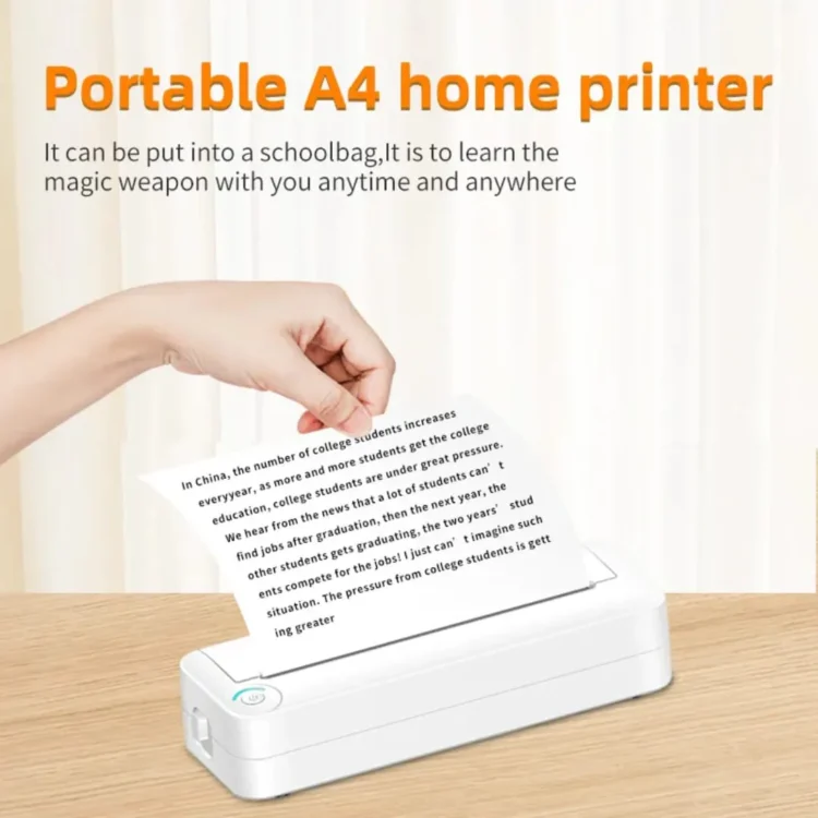 Wireless A4 Thermal Printer Handheld Mini Photo Picture Printer 210mm No Ink for Photos and Mini Documents USB